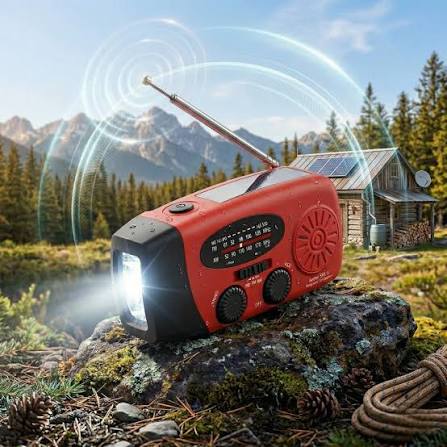Multifunctionele Noodradio met Zonnepaneel & Powerbank – Rood