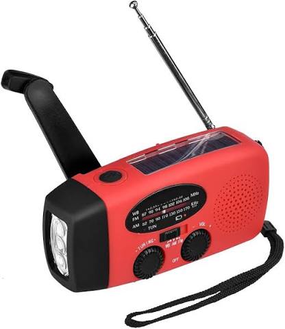 Multifunctionele Noodradio met Zonnepaneel & Powerbank – Rood