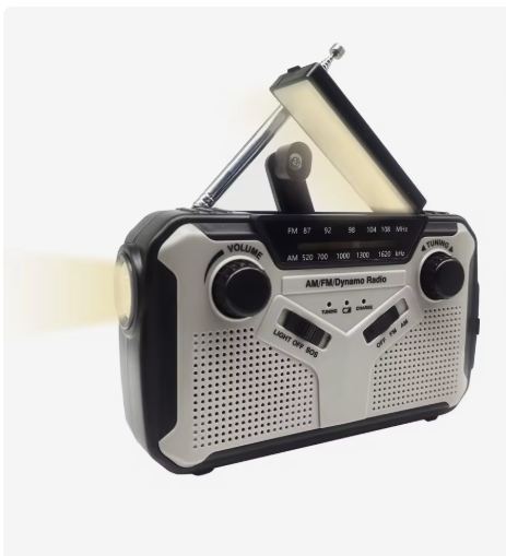 Multifunctionele Noodradio met Zonnepaneel & Powerbank – Grijs